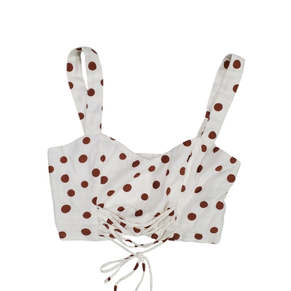 Abercrombie & Fitch White Polka Dot Crop Top